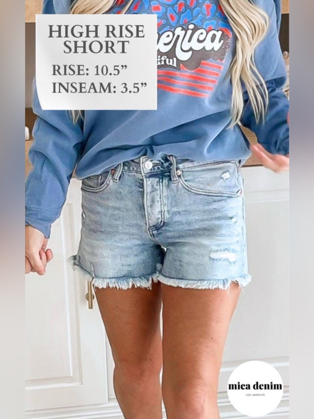 Mica LJ High-Rise Light Wash Denim Shorts - Women